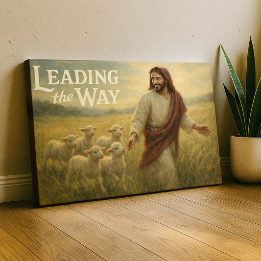 Jesus Leading the Way for the Lambs, Wall Art Canvas