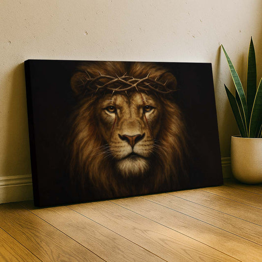 Lion of Judah Wearing Crown of Thorns, Wall Art Canvas