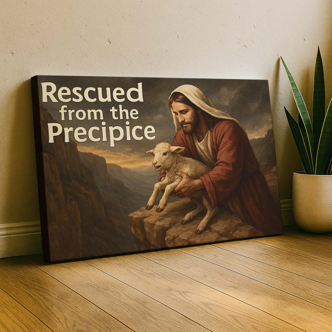 Jesus Lifting the Lamb from the Precipice, Wall Art Canvas