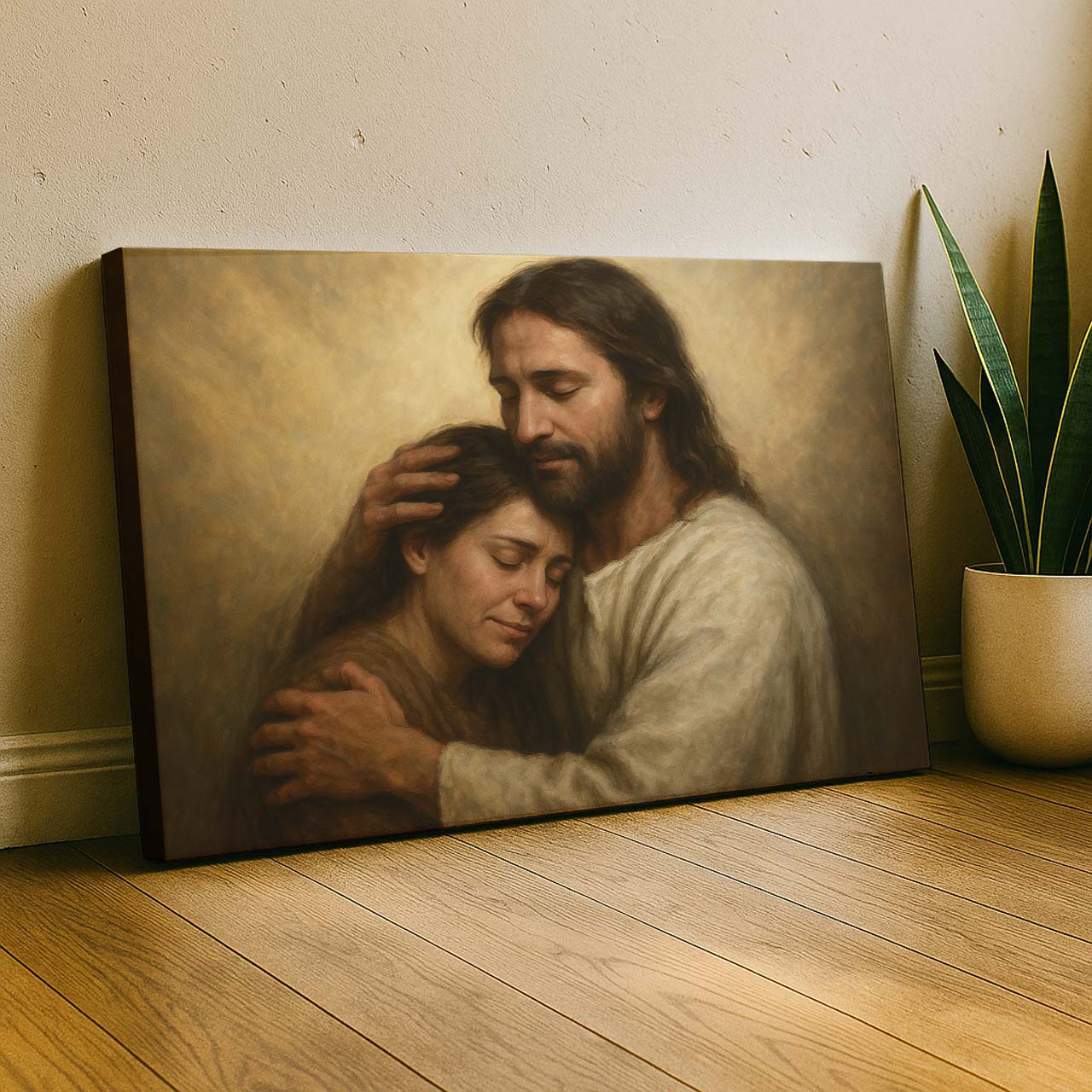 Jesus Embracing a Woman in His Arms, Wall Art Canvas