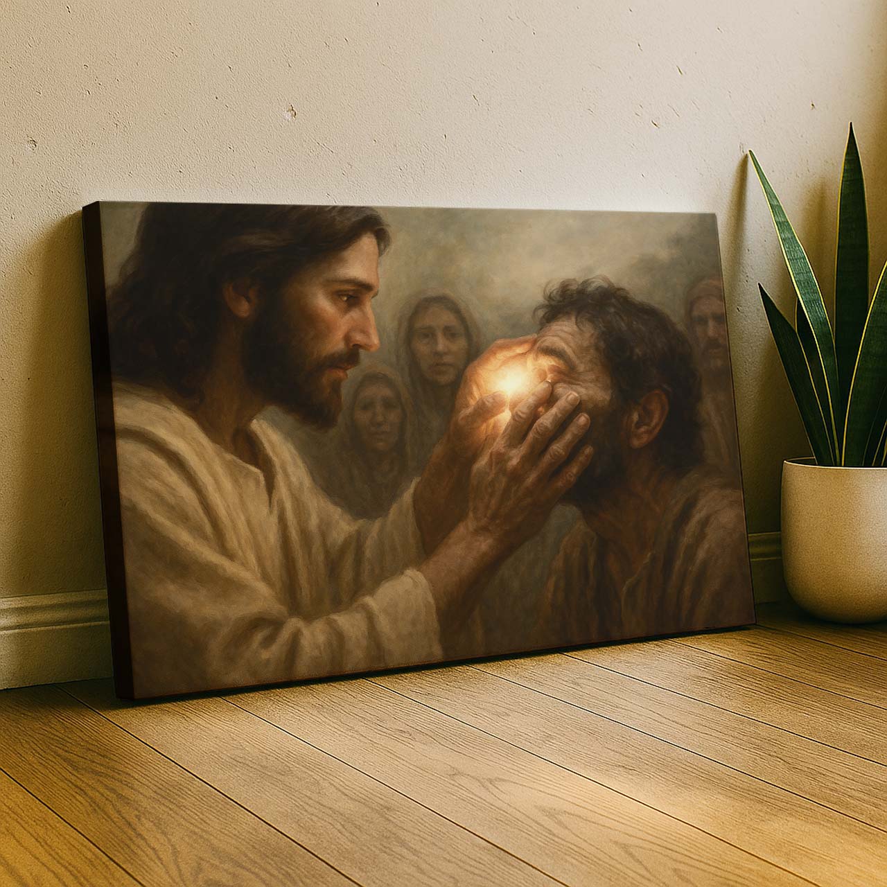 Jesus Healing Blind Man's Eyes, Wall Art Canvas