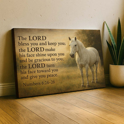 Benediction Numbers 6:24–26 Above Horse in Pasture, Wall Art Canvas