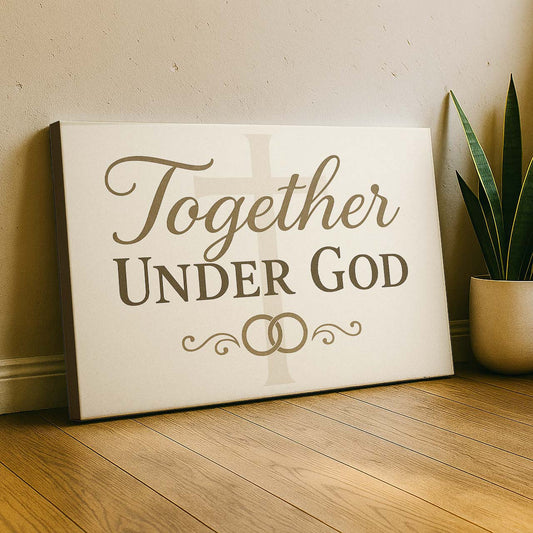 Together Under God Cross and Rings Motif, Wall Art Canvas