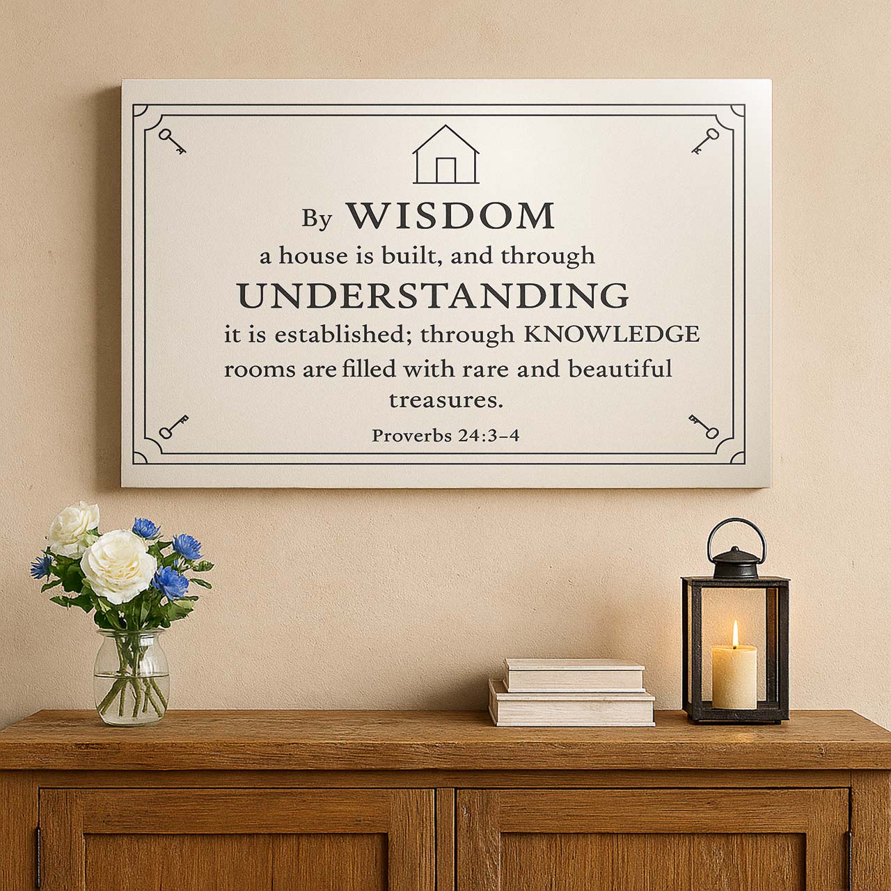 Proverbs 24:3–4 Wisdom House Blueprint, Wall Art Canvas
