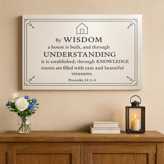 Proverbs 24:3–4 Wisdom House Blueprint, Wall Art Canvas