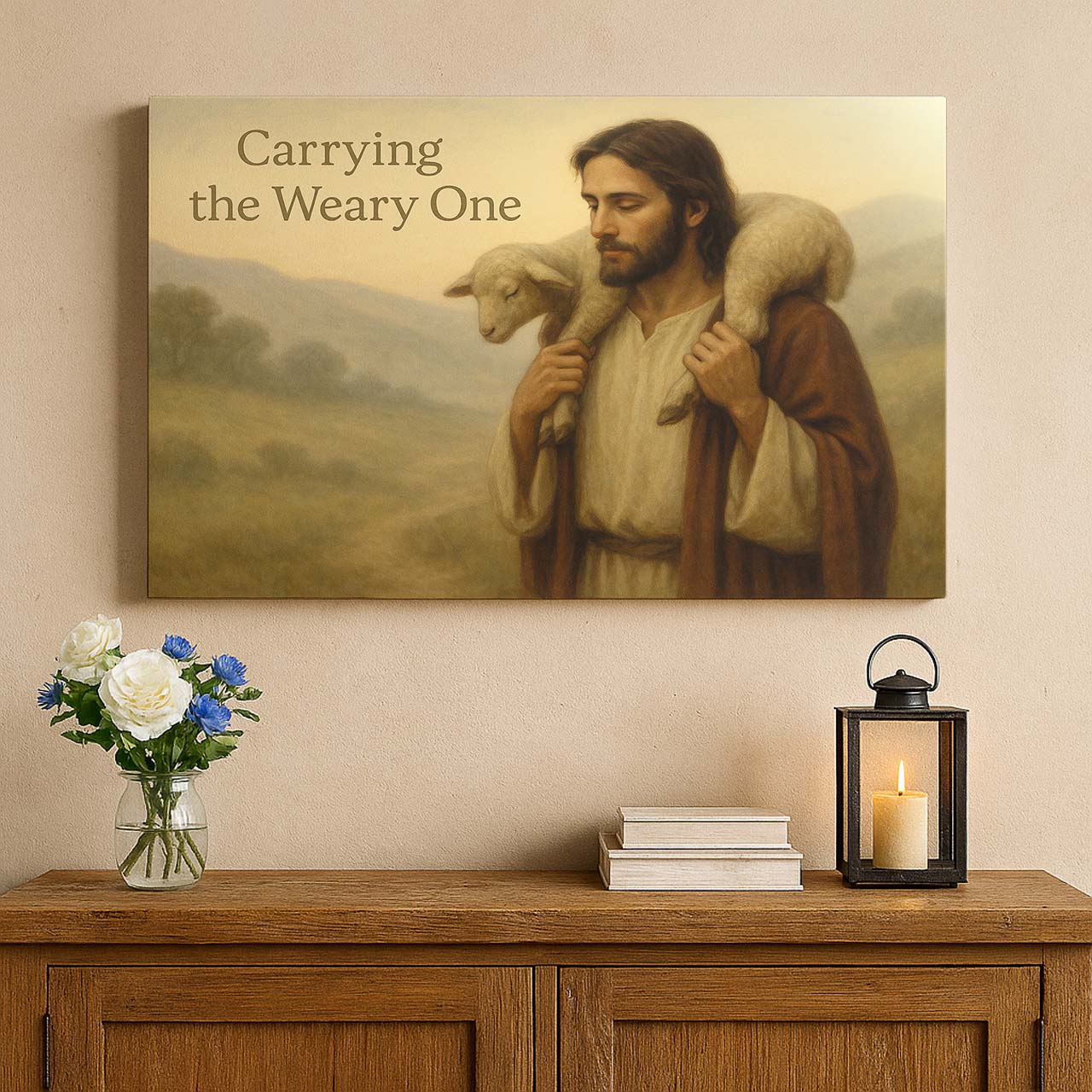 Good Shepherd Carrying the Lamb on His Shoulders, Wall Art Canvas