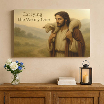 Good Shepherd Carrying the Lamb on His Shoulders, Wall Art Canvas