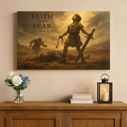 David’s Triumph Over Goliath in Faith, Wall Art Canvas
