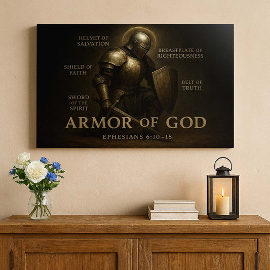 Kneeling Warrior in the Armor of God, Wall Art Canvas