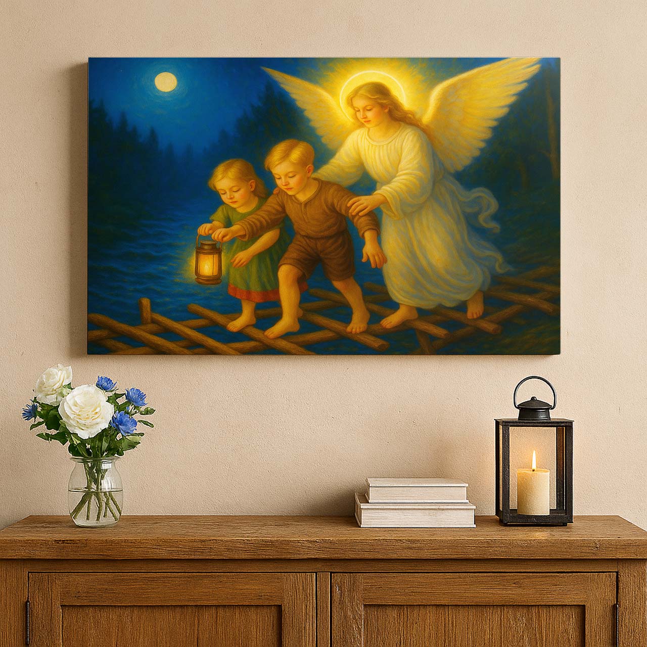 Guardian Angel Protecting Children, Wall Art Canvas