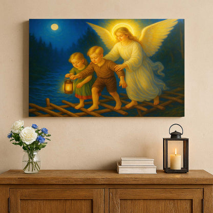 Guardian Angel Protecting Children, Wall Art Canvas