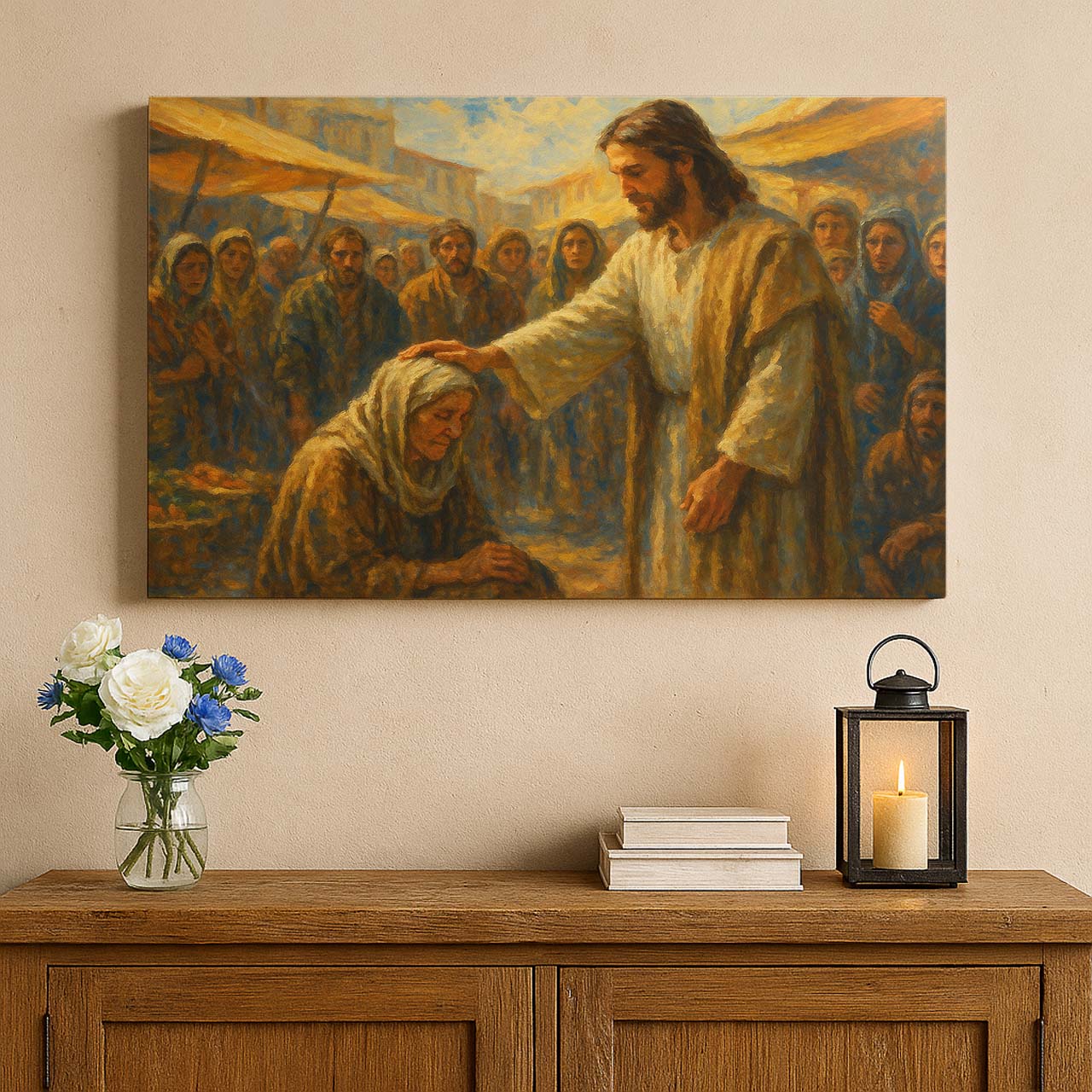 Jesus Healing in the Marketplace, Wall Art Canvas