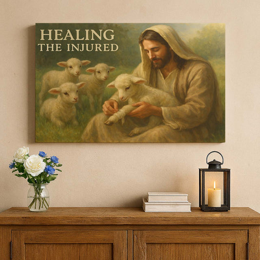 Jesus Healing the Injured Lamb, Wall Art Canvas