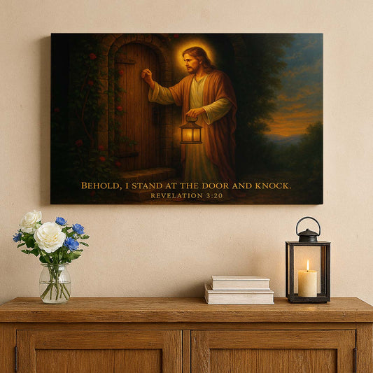Jesus Knocking at the Door Revelation 3:20, Wall Art Canvas