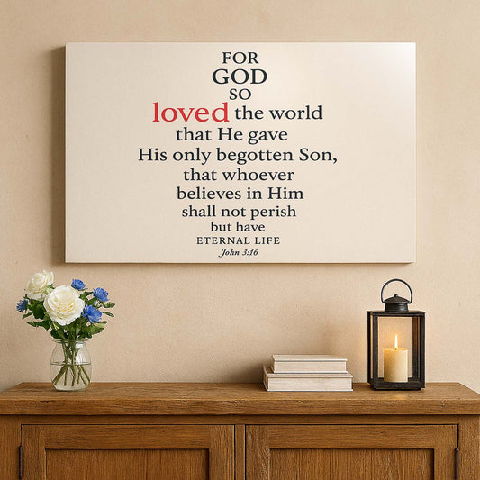 John 3:16 For God So Loved the World, Wall Art Canvas