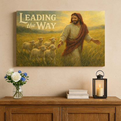 Jesus Leading the Way for the Lambs, Wall Art Canvas