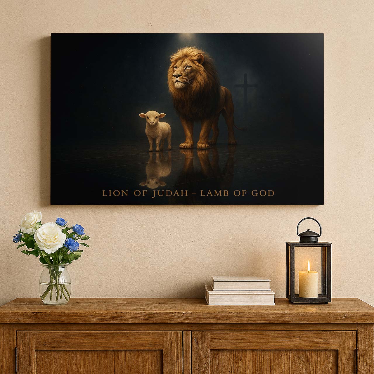 Lion of Judah and Lamb of God, Wall Art Canvas
