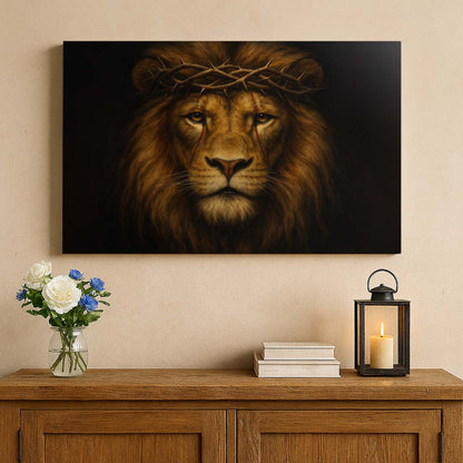 Lion of Judah Wearing Crown of Thorns, Wall Art Canvas