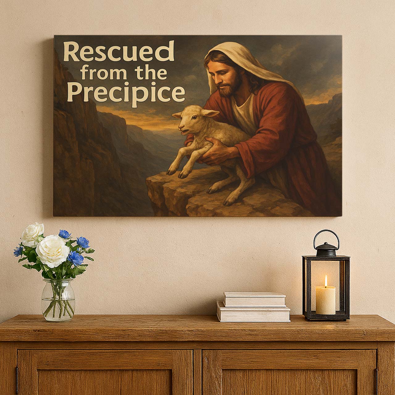 Jesus Lifting the Lamb from the Precipice, Wall Art Canvas