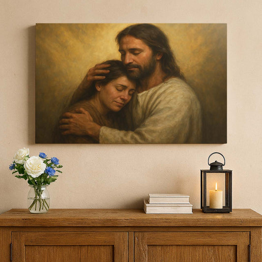 Jesus Embracing a Woman in His Arms, Wall Art Canvas