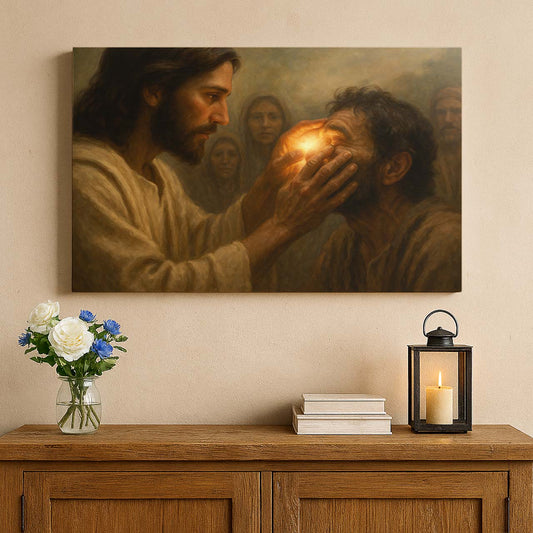 Jesus Healing Blind Man's Eyes, Wall Art Canvas