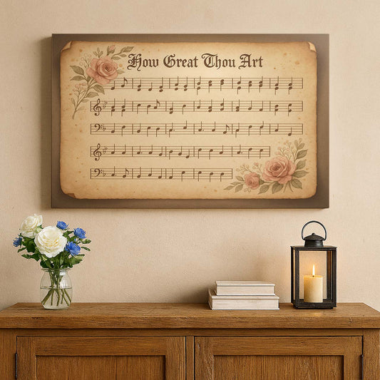 How Great Thou Art Vintage Hymn Sheet Music, Wall Art Canvas