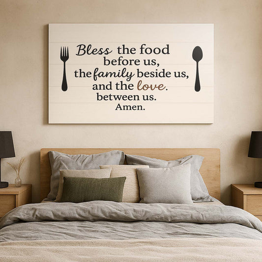 Dinner Table Prayer with Utensil Icons, Wall Art Canvas