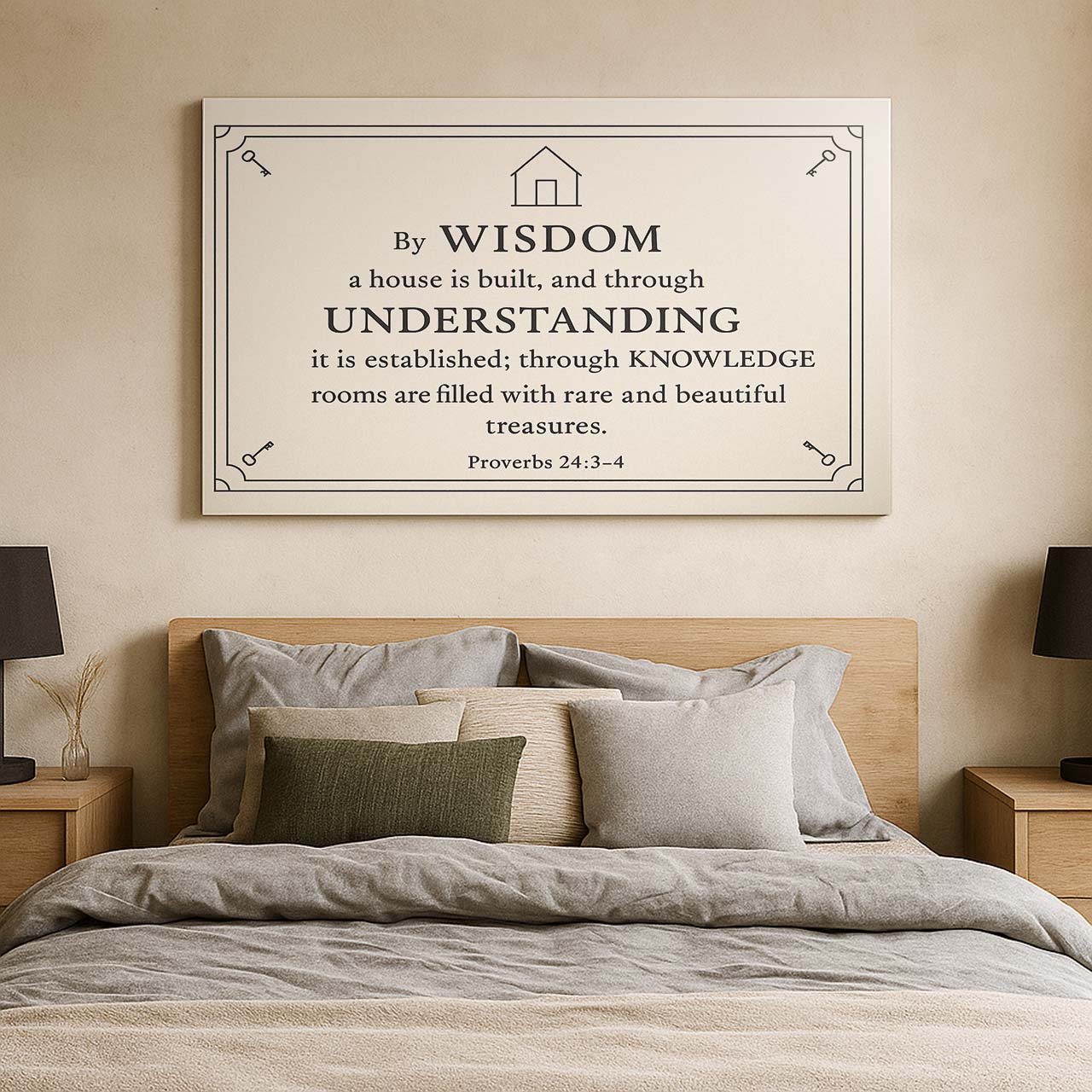 Proverbs 24:3–4 Wisdom House Blueprint, Wall Art Canvas