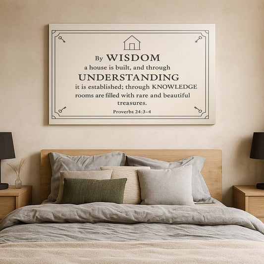 Proverbs 24:3–4 Wisdom House Blueprint, Wall Art Canvas