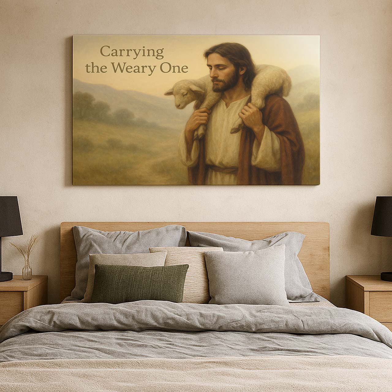 Good Shepherd Carrying the Lamb on His Shoulders, Wall Art Canvas