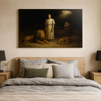 Daniel Standing Calm Among Lions by Divine Light, Wall Art Canvas