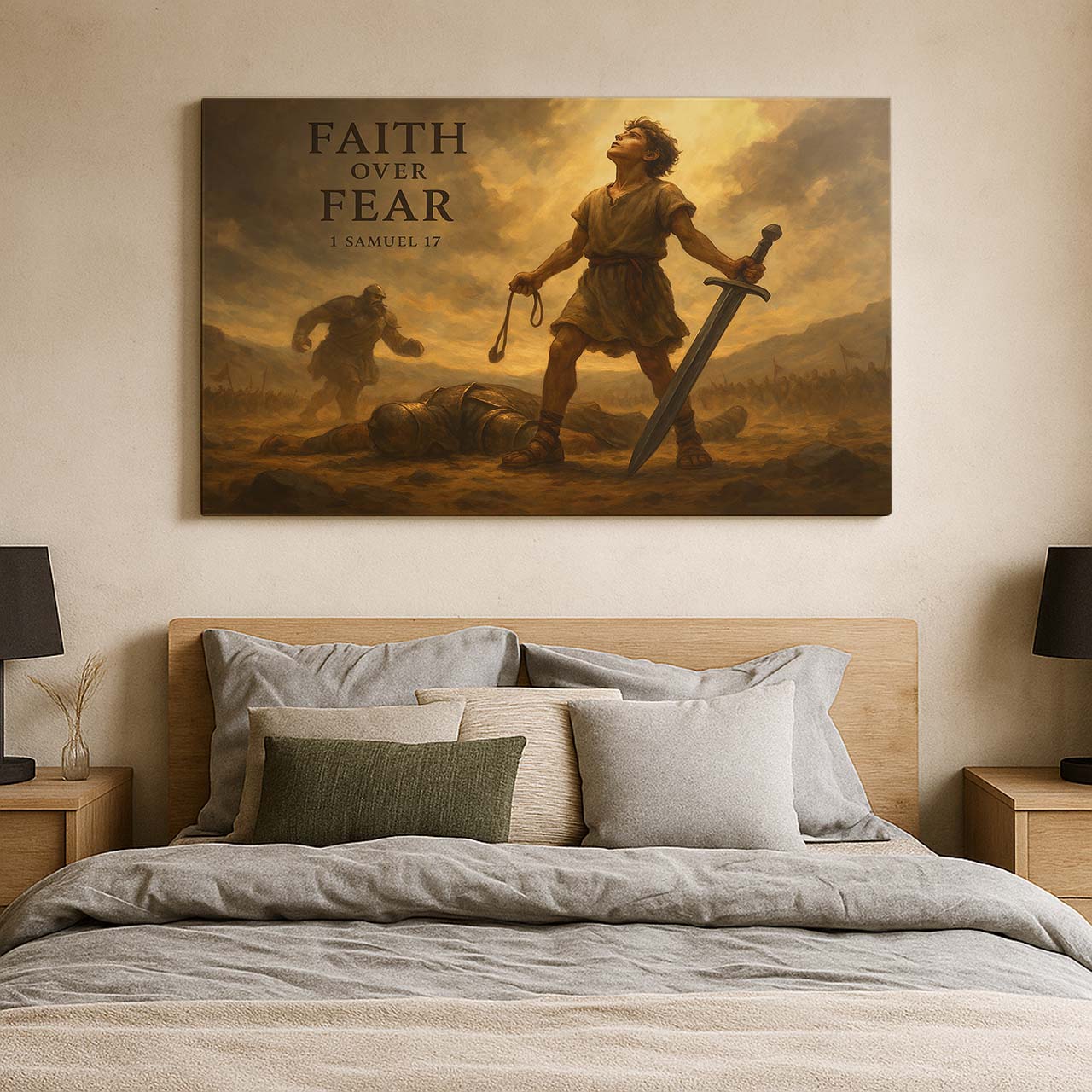 David’s Triumph Over Goliath in Faith, Wall Art Canvas
