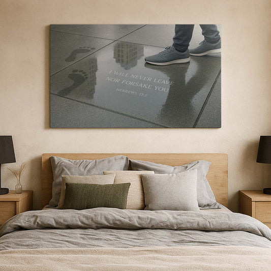 Urban Footprints with ‘I Will Never Leave Nor Forsake You’, Wall Art Canvas