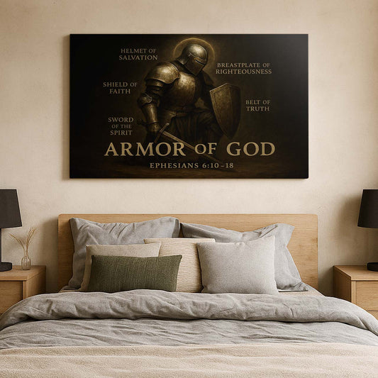 Kneeling Warrior in the Armor of God, Wall Art Canvas