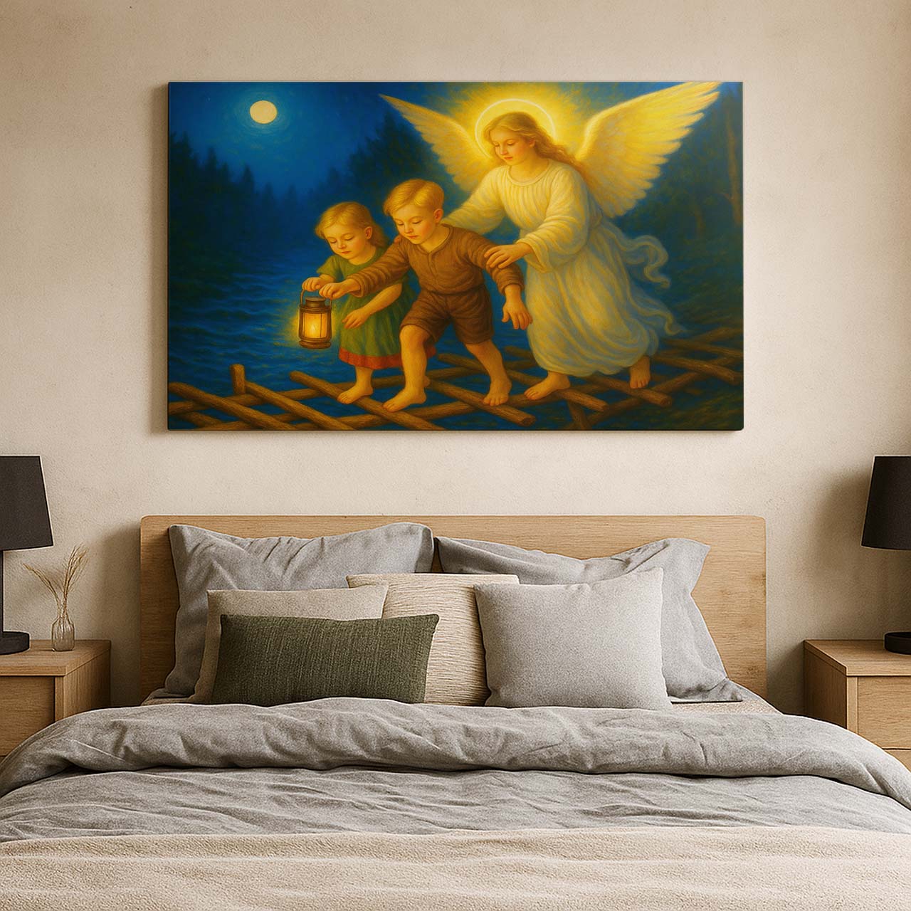 Guardian Angel Protecting Children, Wall Art Canvas
