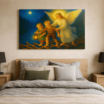 Guardian Angel Protecting Children, Wall Art Canvas