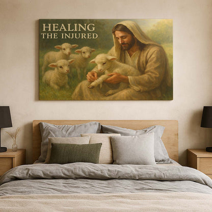 Jesus Healing the Injured Lamb, Wall Art Canvas