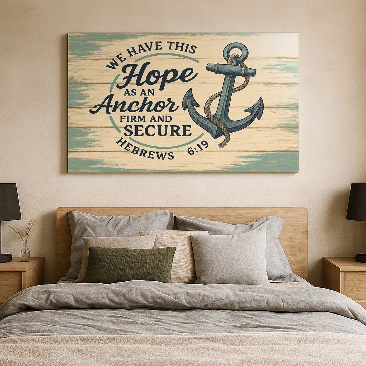 Nautical ‘Hope Anchors the Soul’, Wall Art Canvas
