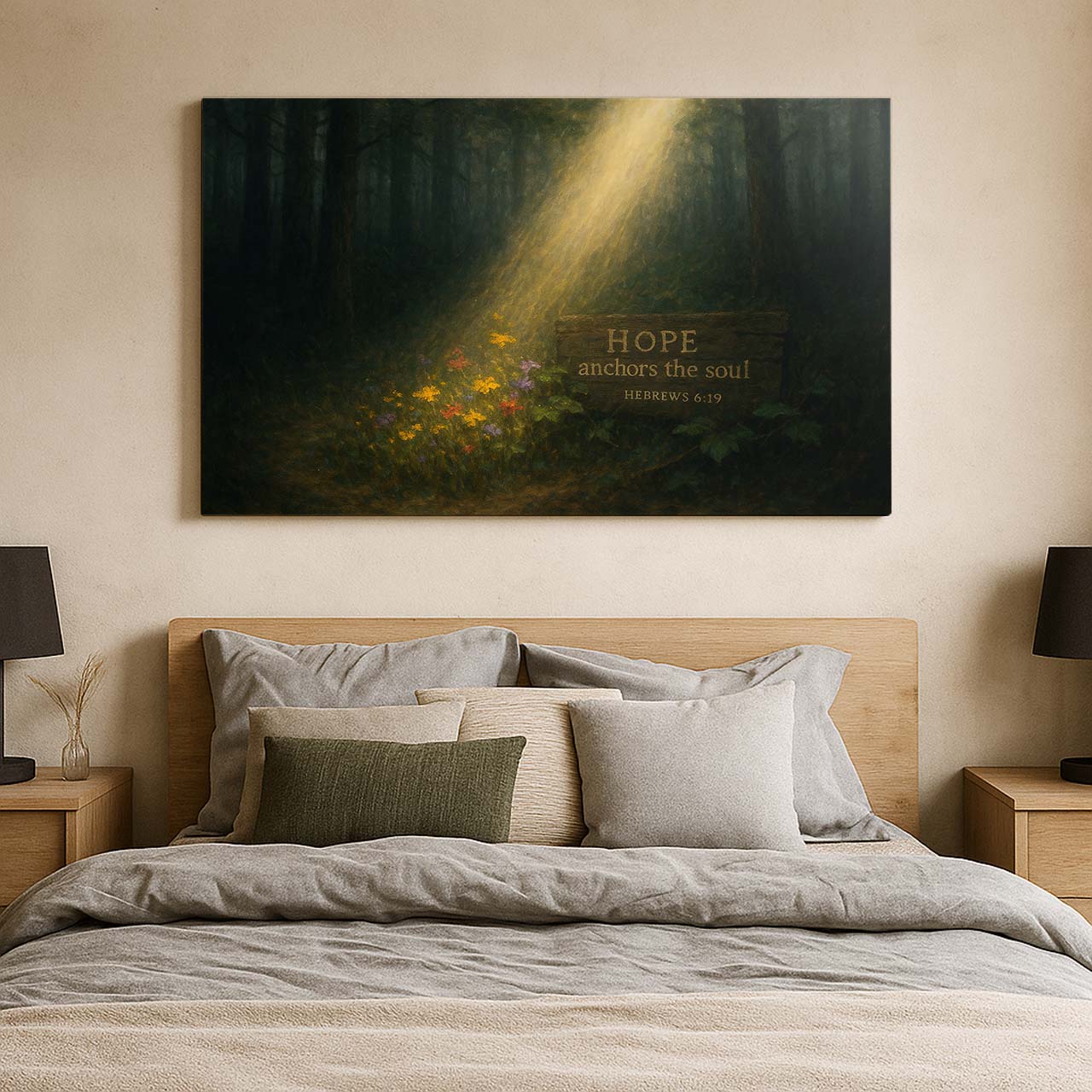 Light Shining on ‘Hope Anchors the Soul’, Wall Art Canvas