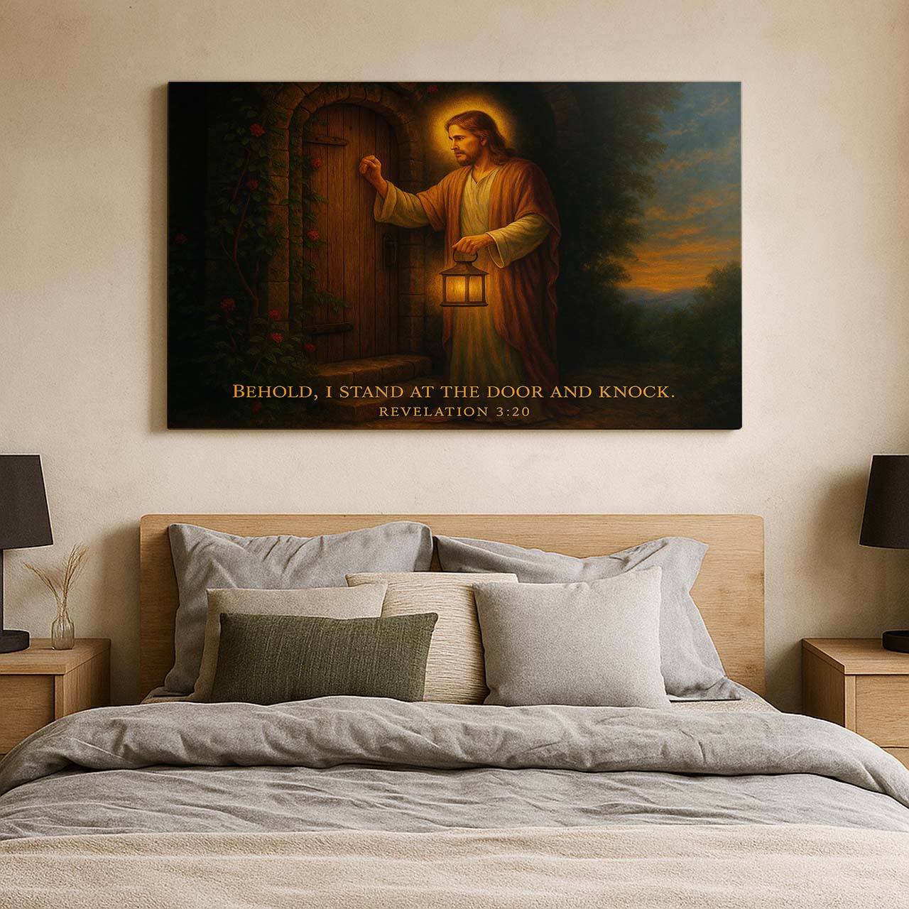 Jesus Knocking at the Door Revelation 3:20, Wall Art Canvas