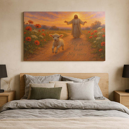 Jesus Calling Lamb Running Home, Wall Art Canvas