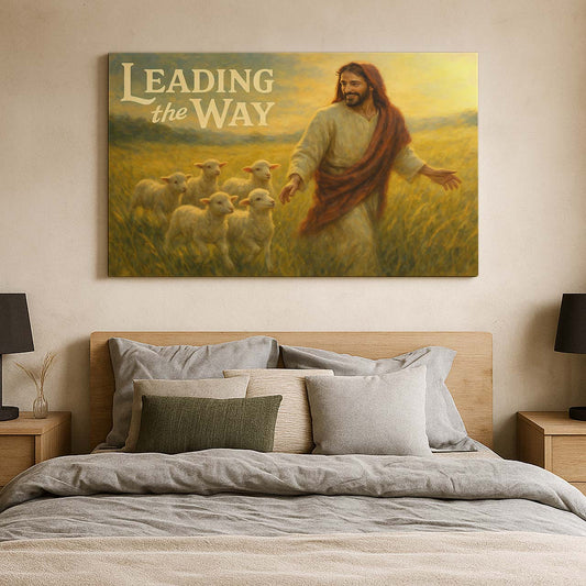 Jesus Leading the Way for the Lambs, Wall Art Canvas
