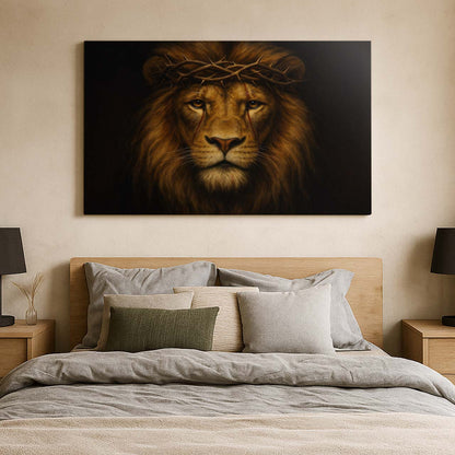 Lion of Judah Wearing Crown of Thorns, Wall Art Canvas