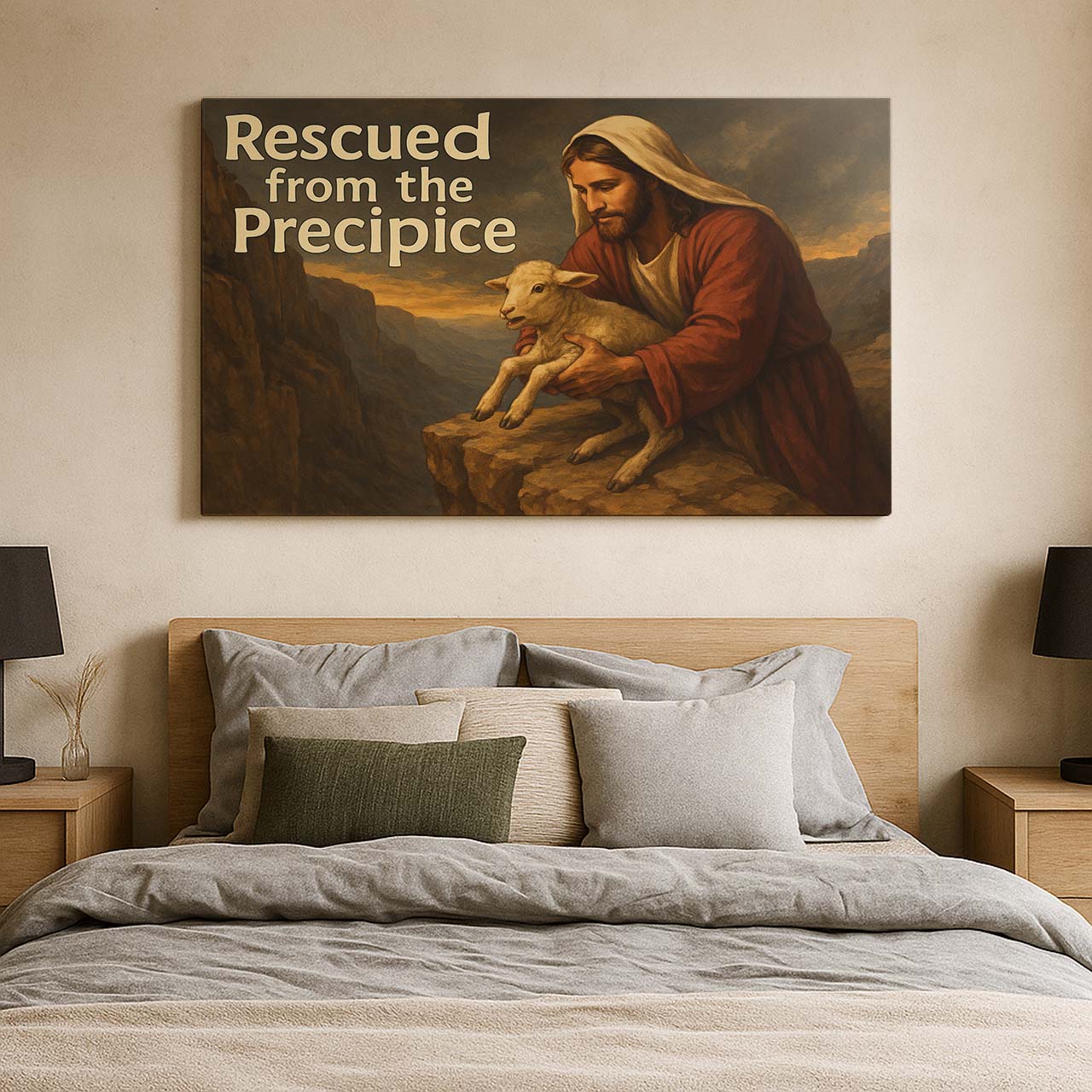 Jesus Lifting the Lamb from the Precipice, Wall Art Canvas