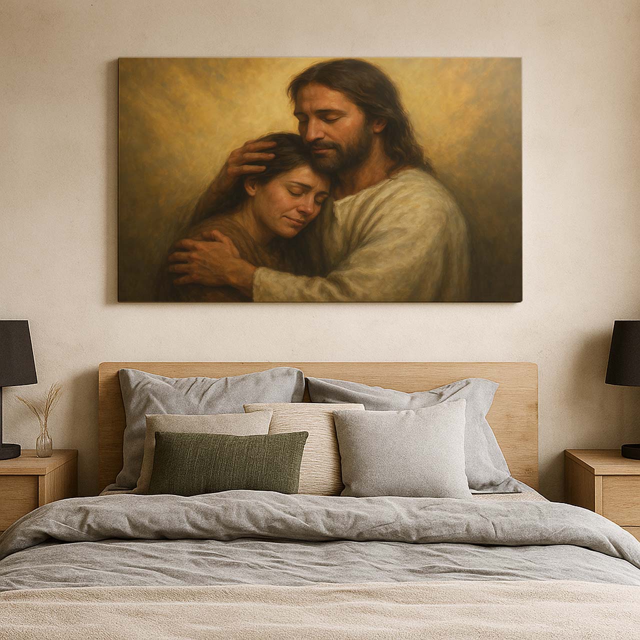Jesus Embracing a Woman in His Arms, Wall Art Canvas