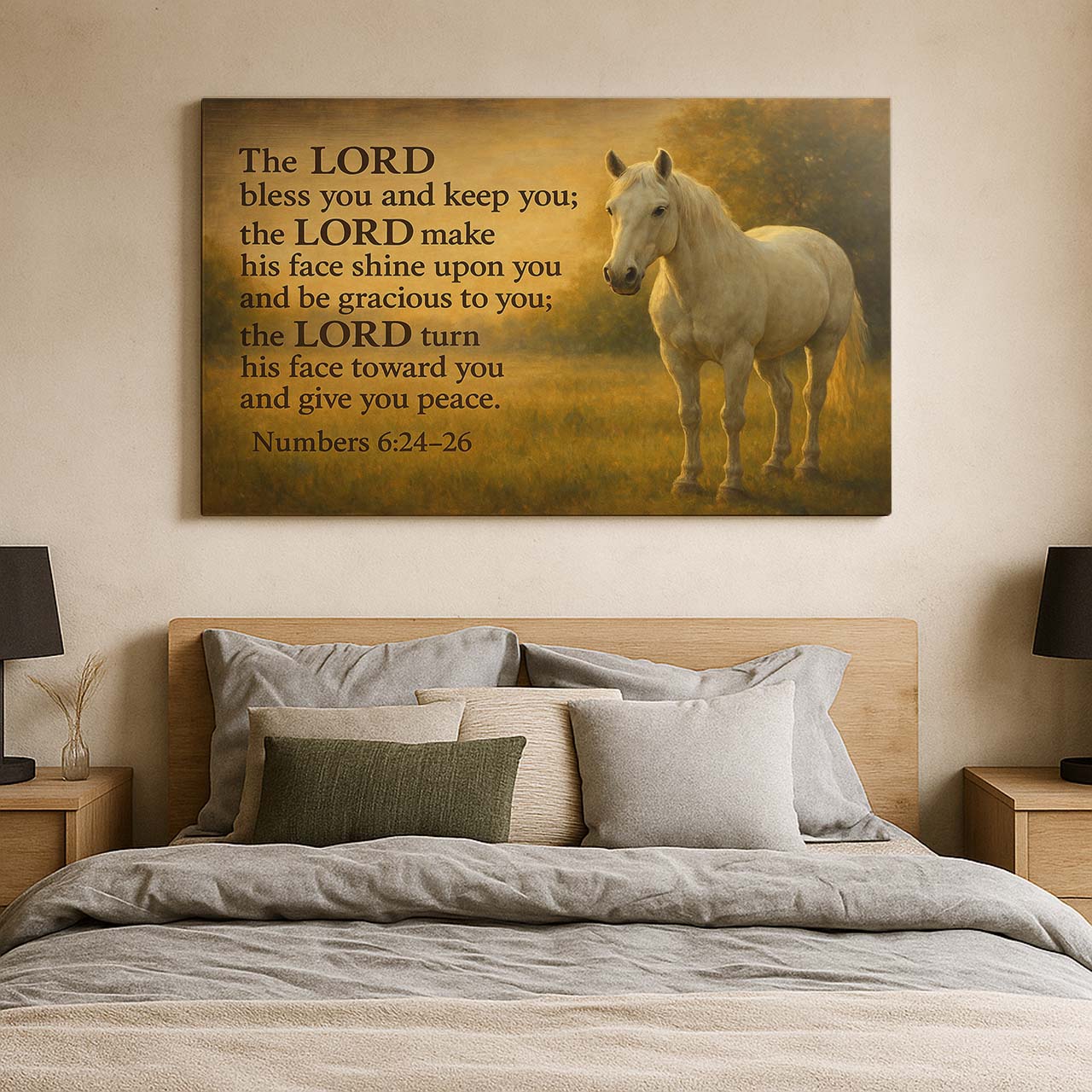 Benediction Numbers 6:24–26 Above Horse in Pasture, Wall Art Canvas