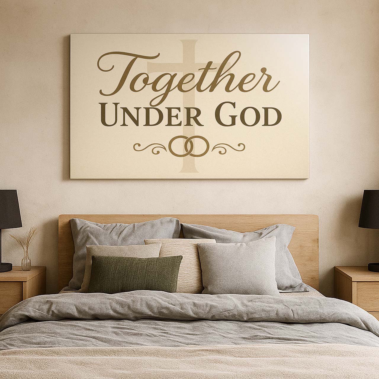 Together Under God Cross and Rings Motif, Wall Art Canvas
