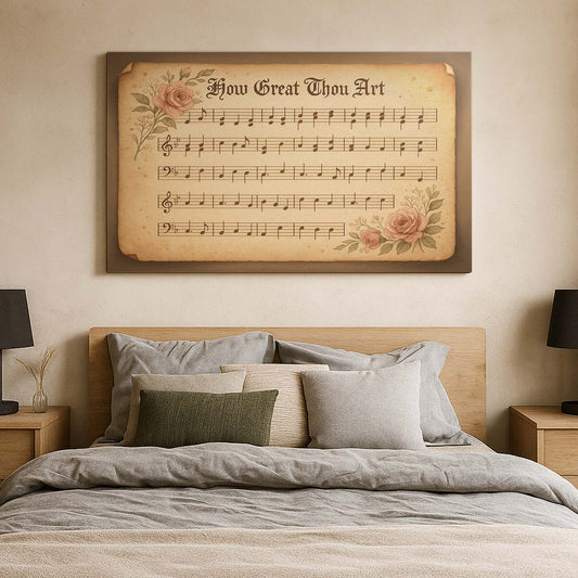 How Great Thou Art Vintage Hymn Sheet Music, Wall Art Canvas